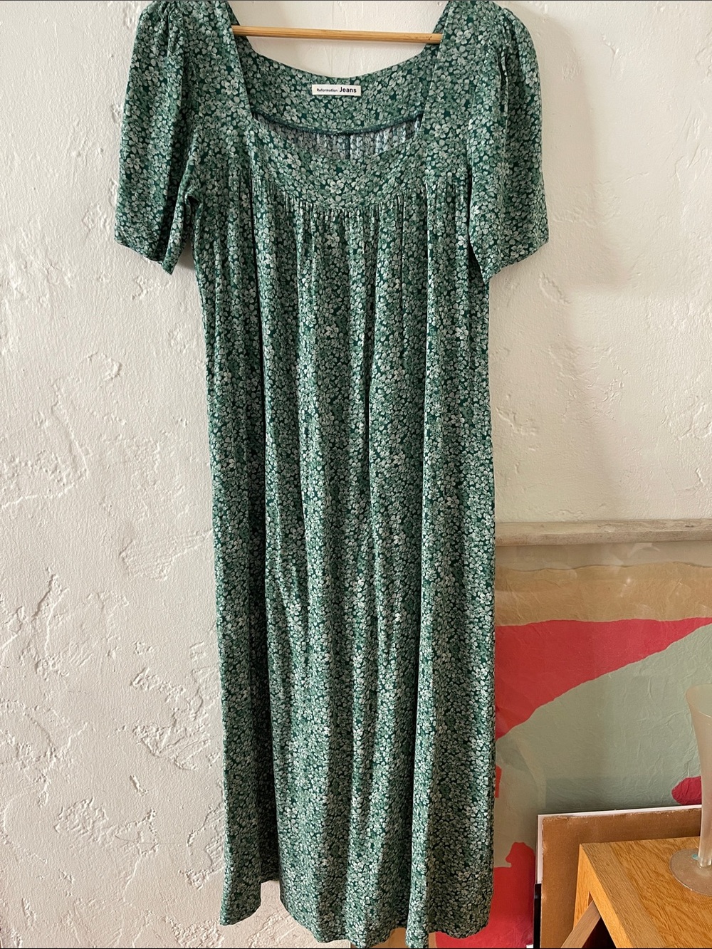 Reformation Green Floral Maxi Dress